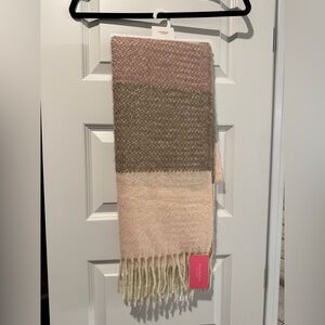 Isaac Mizrahi Pink and Brown Wool Scarf